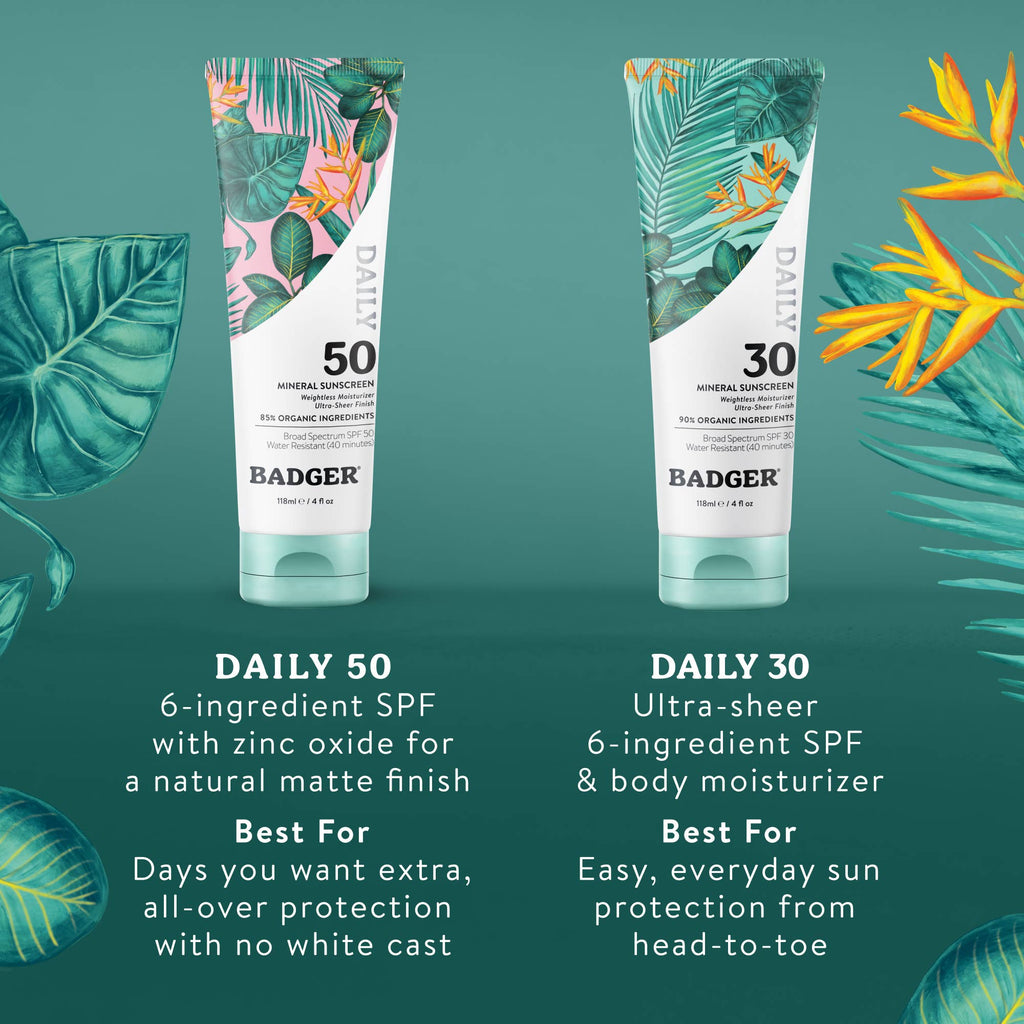 Badger Mineral Daily Sunscreen SPF 50, with Zinc Oxide: 4 fl oz tube