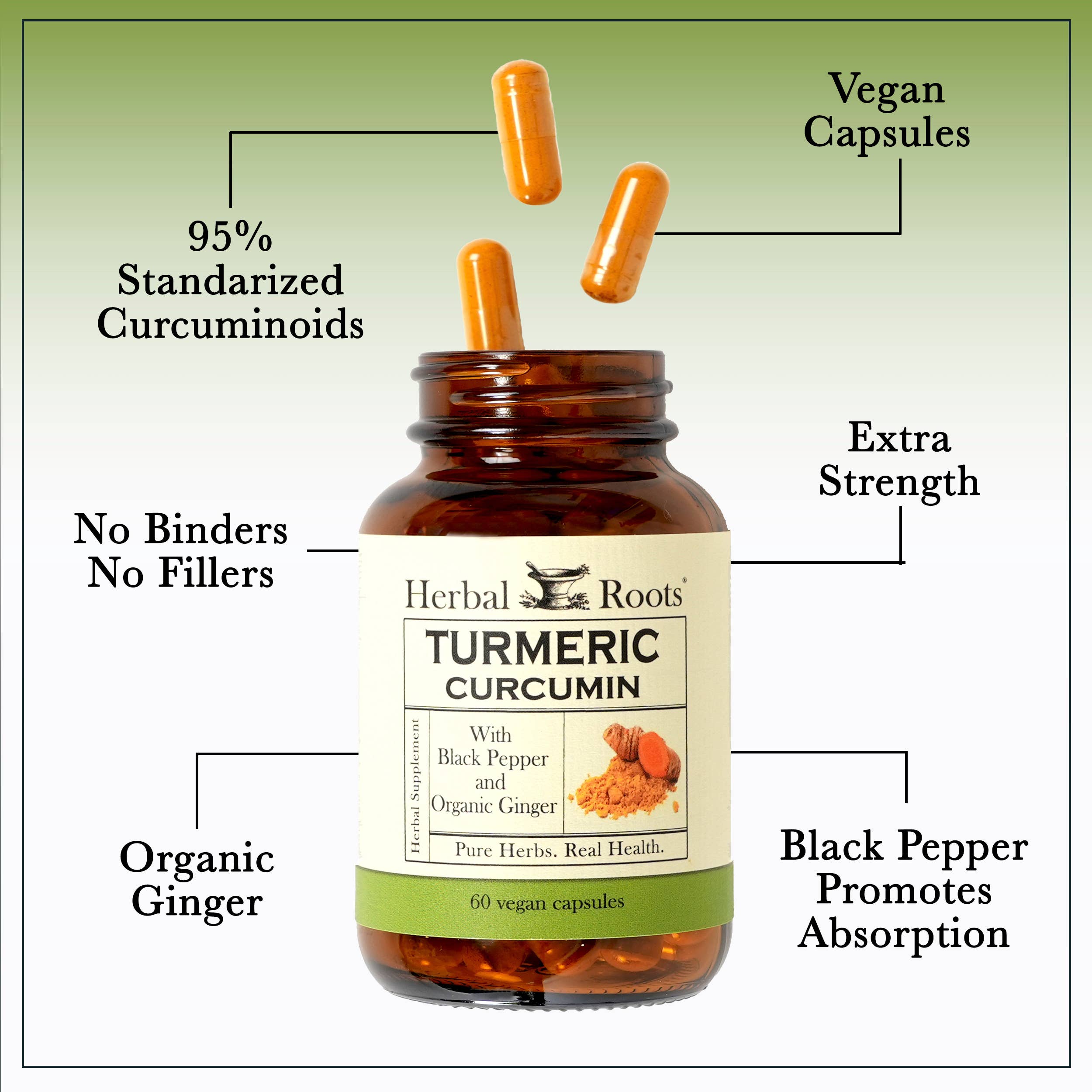 Herbal Roots Organic Turmeric Curcumin Capsules
