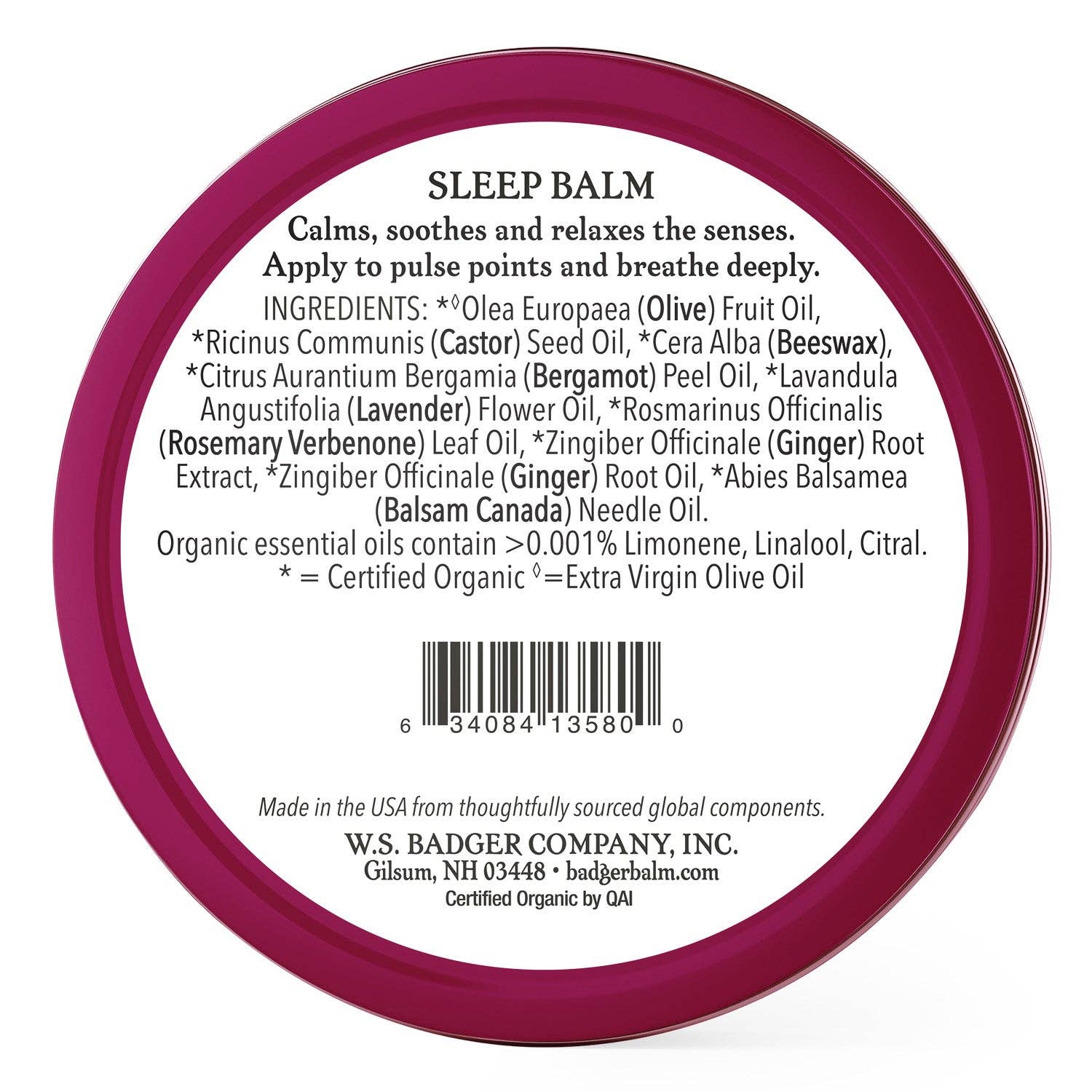 Badger Sleep Balm, Organic Essential Oil Aromatherapy: 0.75 oz Tin